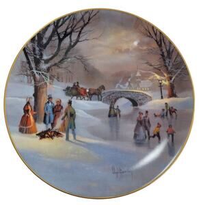 W.L.‎ George Holiday Skaters Lloyd Garrison 1987 China Plate 8.5" w/Box #564B
